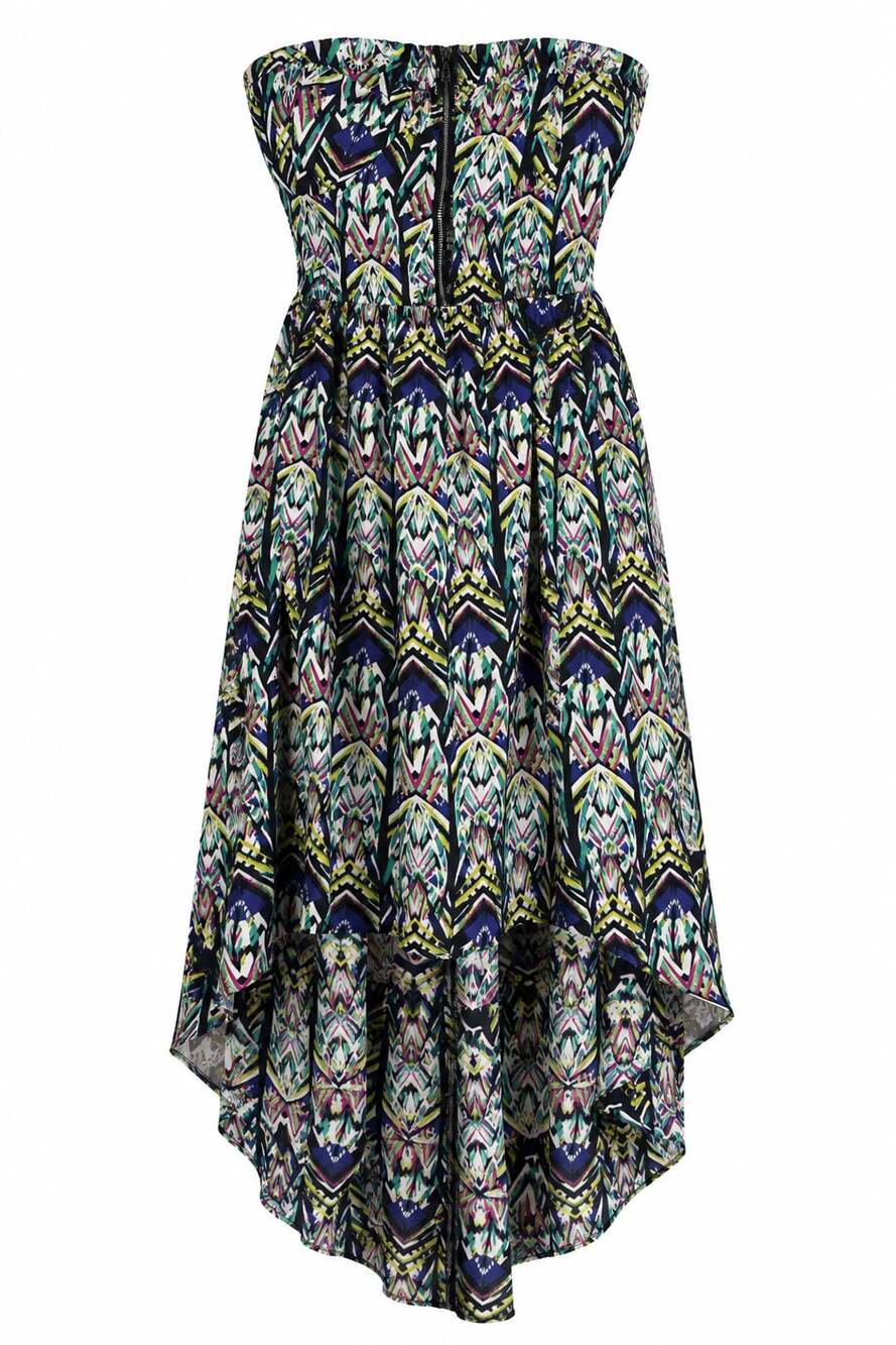 New Look Romper Size S Multicolor Geometric Smocked Strapless